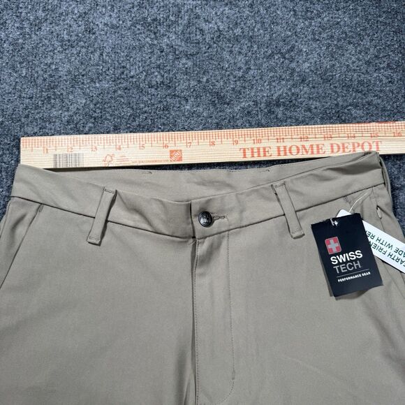 NEW Swiss Tech Performance Stretch Flat Front Stone Wash Shorts Men's Size 30 - Picture 6 of 8